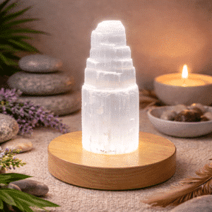 Lampe en Sélénite – Énergie Positive & Apaisement