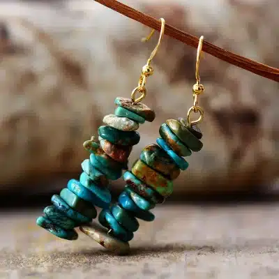 Boucles d'oreilles dorées - Turquoise