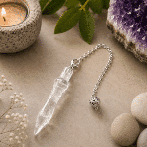 Pendule en Cristal de Roche – Radiesthésie & Clarté