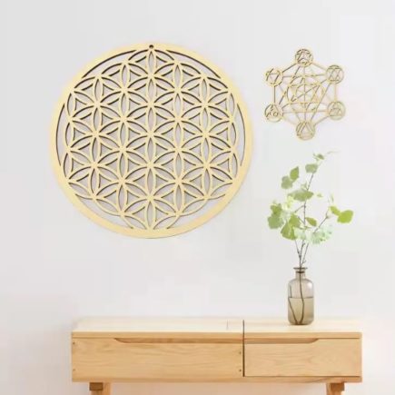 Pendentif Fleur De Vie En Bois Naturel - Lot De 50 Pièces, Diamètre 6 Cm, Sans Marque