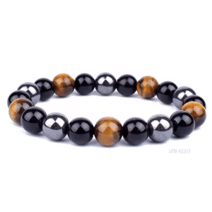 Bracelet triple protection - Œil de Tigre, Obsidienne et Hématite - 10 mm