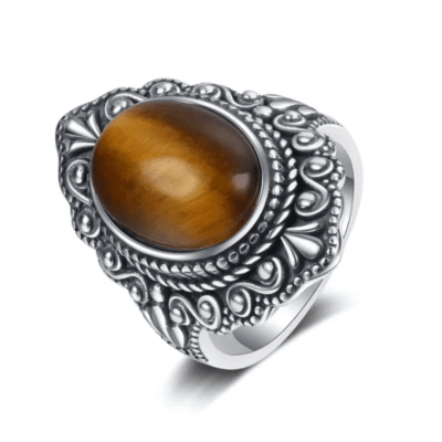 Bague en Argent et Œil de tigre (EU57 - US8)