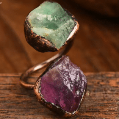 Bague Bronze antique - Fluorite