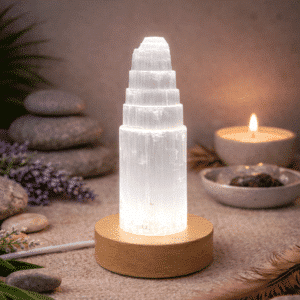 Lampe en sélénite « Éclat de Sérénité »