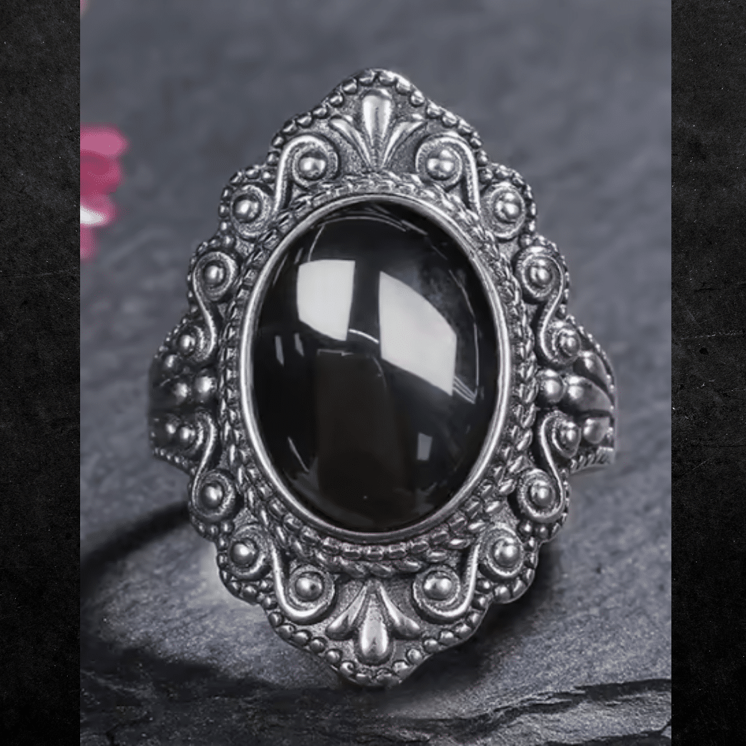 Bague en Argent et Obsidienne (EU67 – US12)