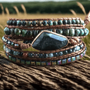 Bracelet wrap : Jaspe kambala et Agate indienne