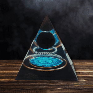 Pyramide « Obsidienne & Mandala – Protection & Recentrage » – 6 cm