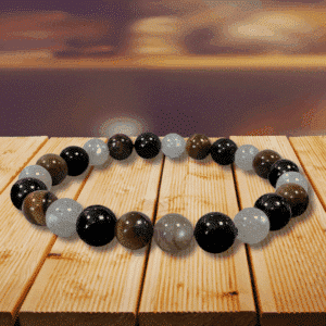 Bracelet Labradorite • Œil de Tigre • Tourmaline – perles 8 mm