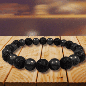 Bracelet en Hématite & Pierre de Lave – perles 8 mm