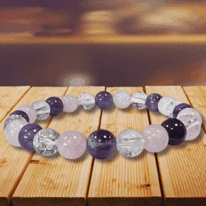 Bracelet en Quartz rose, Cristal de roche et Améthyste – 8 mm