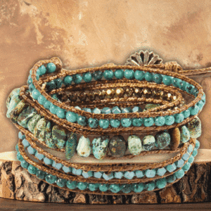 Wrap boho – Turquoise africaine • Apatite