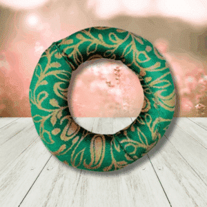 Coussin rond vert pour Bol Chantant – 15 cm