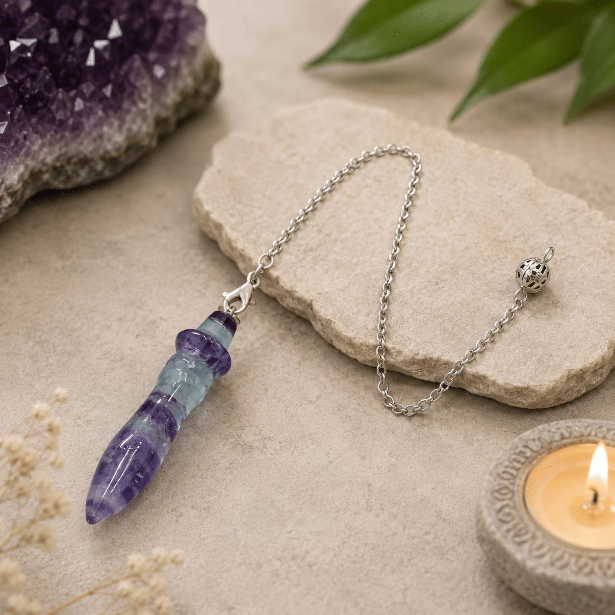 Pendule en Fluorite multicolore