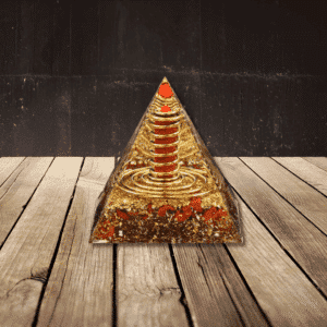 Pyramide Orgonite "Énergie Jaspe Rouge" – 6 cm