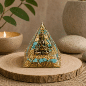 Pyramide Orgonite "Sérénité Turquoise" – 6 cm