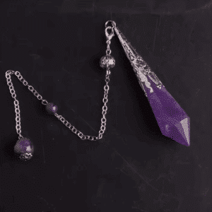 Pendule en Améthyste – Colonne hexagonale (argenté)