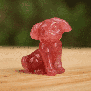 Chien en Quartz Fraise – Amour & Joie du cœur