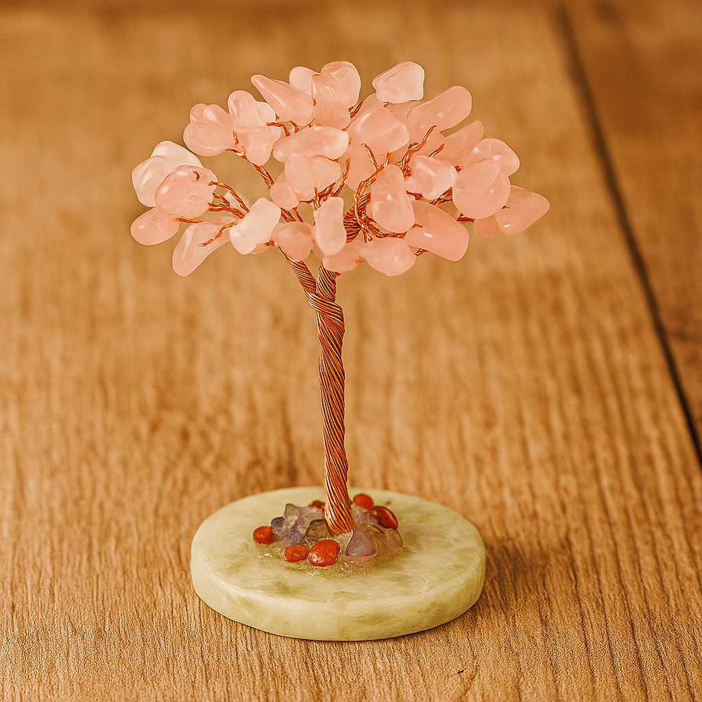 Arbre de Vie en Quartz Rose – Amour & Douceur