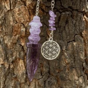 Pendule Thot Égyptien - Améthyste et Fleur de Vie