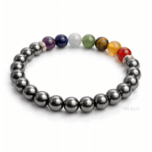 Bracelet Hématite & 7 Chakras – Perles 8 mm