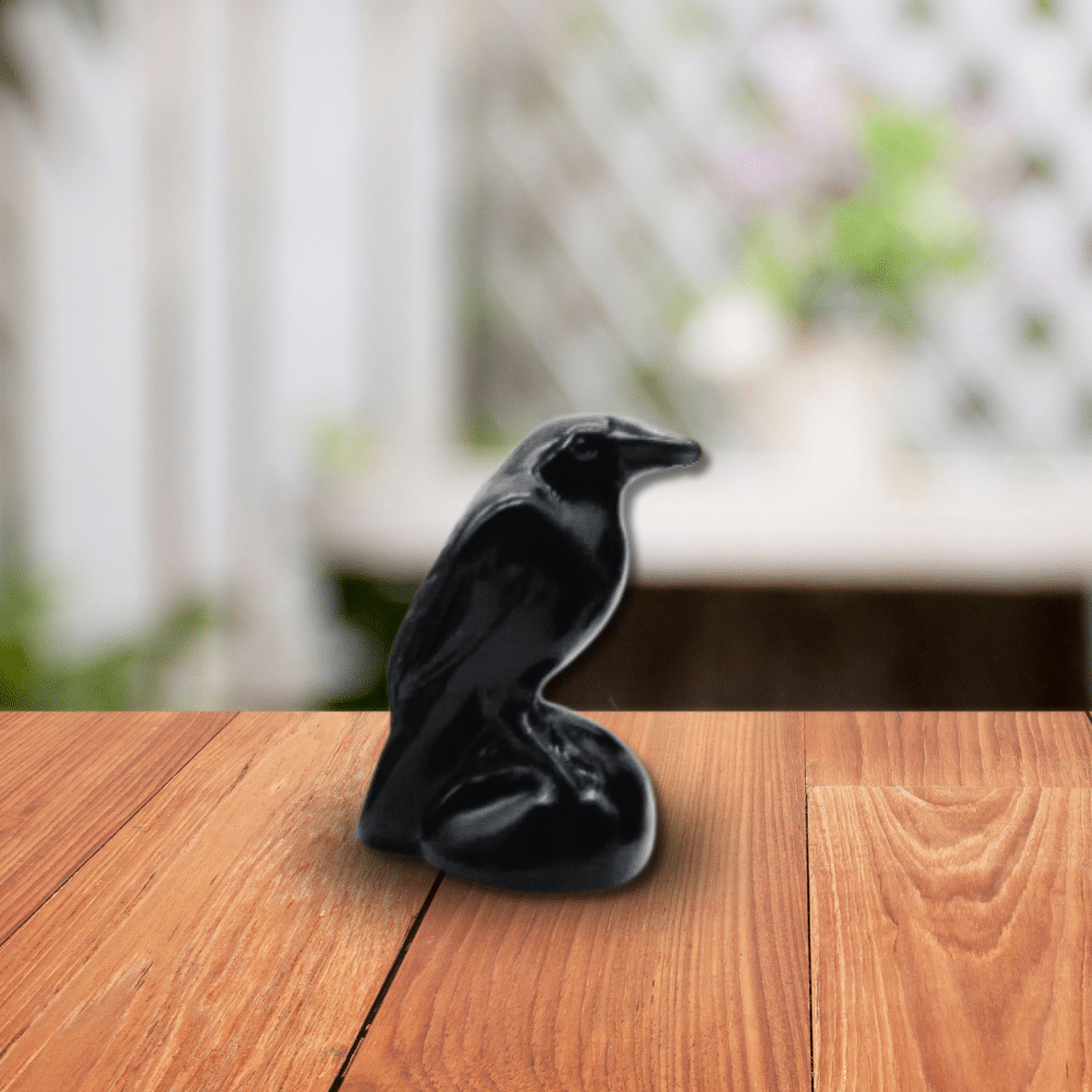 Corbeau en Obsidienne Noire – Protection & Clairvoyance