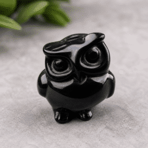 Hibou en Obsidienne Noire – Protection & Clairvoyance