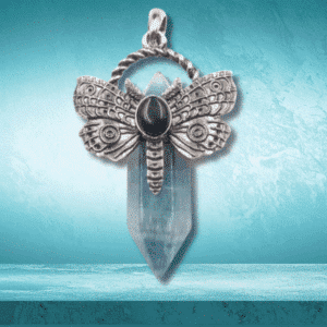 Pendentif Libellule en Fluorite & Onyx – Argent Antique