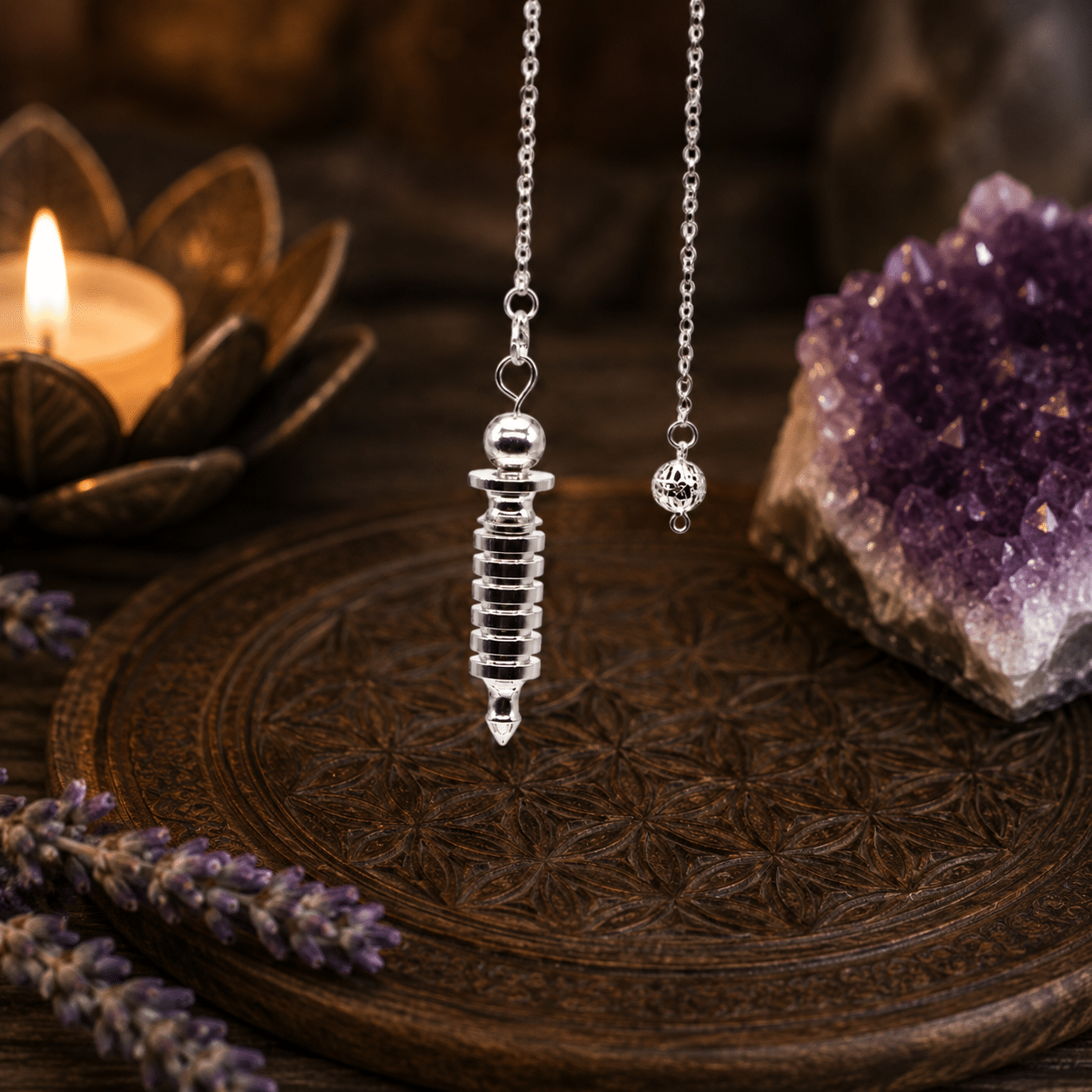 Pendule Métal Argenté – Modèle Ondes & Fréquences