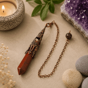 Pendule en Jaspe Rouge & Cuivre – Énergie • Courage • Ancrage