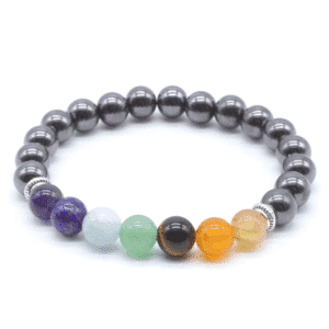 Bracelet Hématite & 7 Chakras – Perles 8 mm