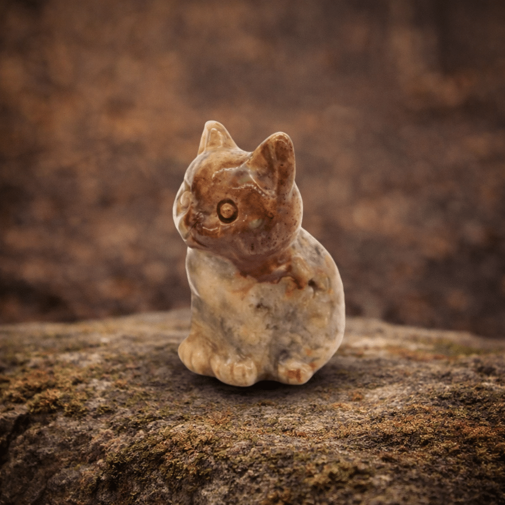 Chat en Agate Crazy Lace – Joie & Énergie positive