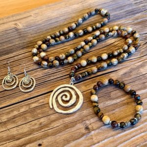 Ensemble “Force & Harmonie Terrestre” – Mala, Bracelet & Boucles d’oreilles