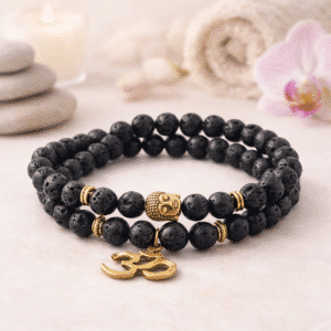 Collier en pierre de lave – Perles 8 mm