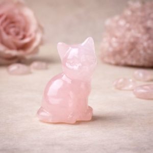 Chat en Quartz Rose – Tendresse & Harmonie