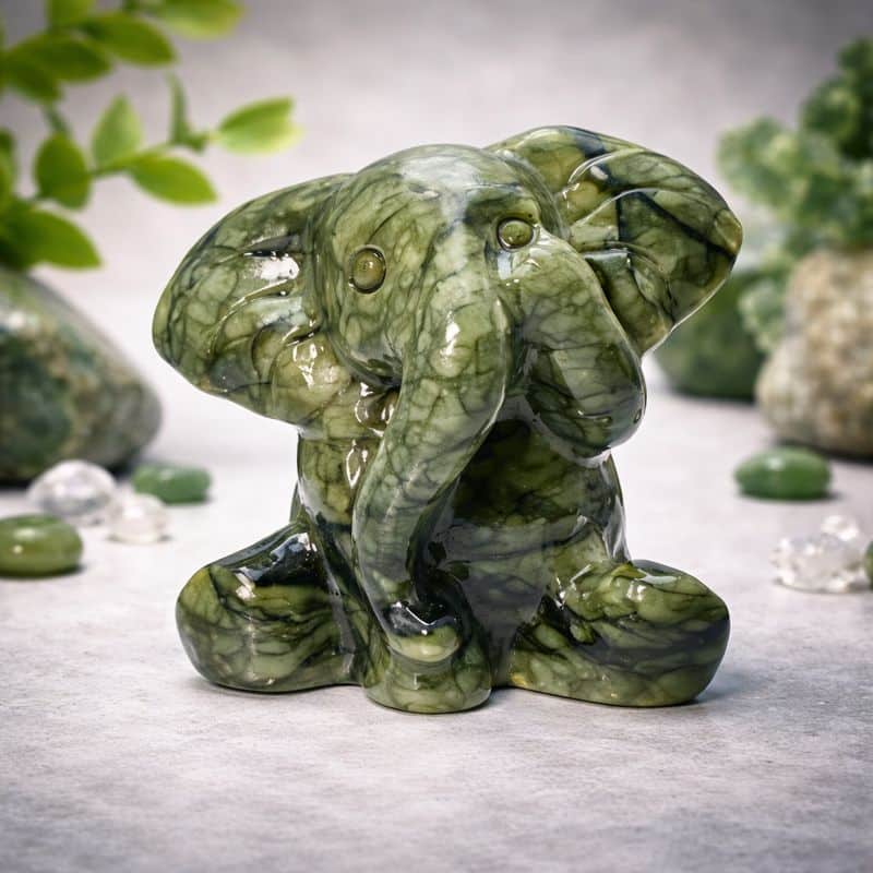 Éléphant en Jade – Statue de Chance & Protection