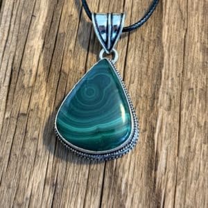 Pendentif Malachite – Argent 925 (pièce unique)