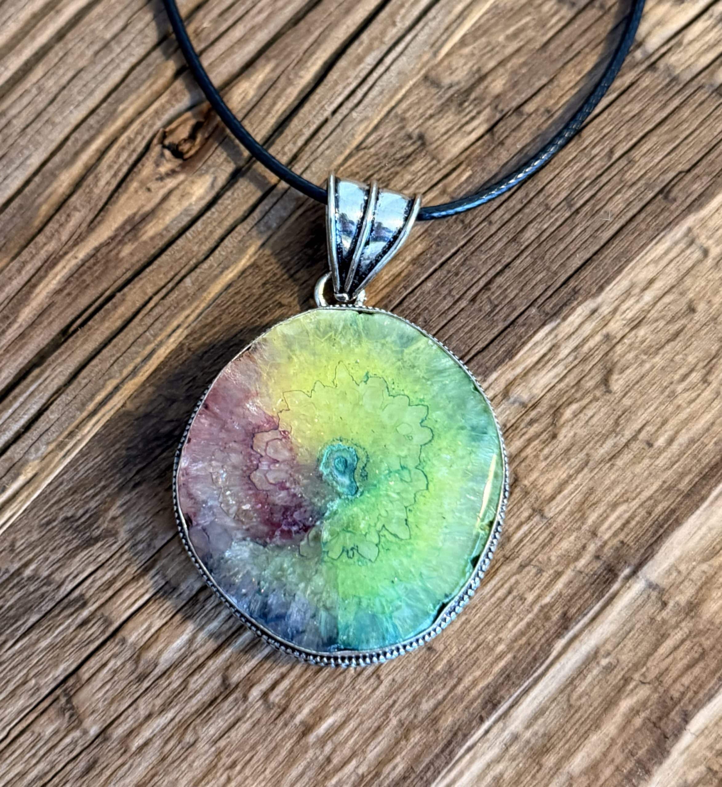 Pendentif Quartz Solaire Teinté – Argent 925 (pièce unique)