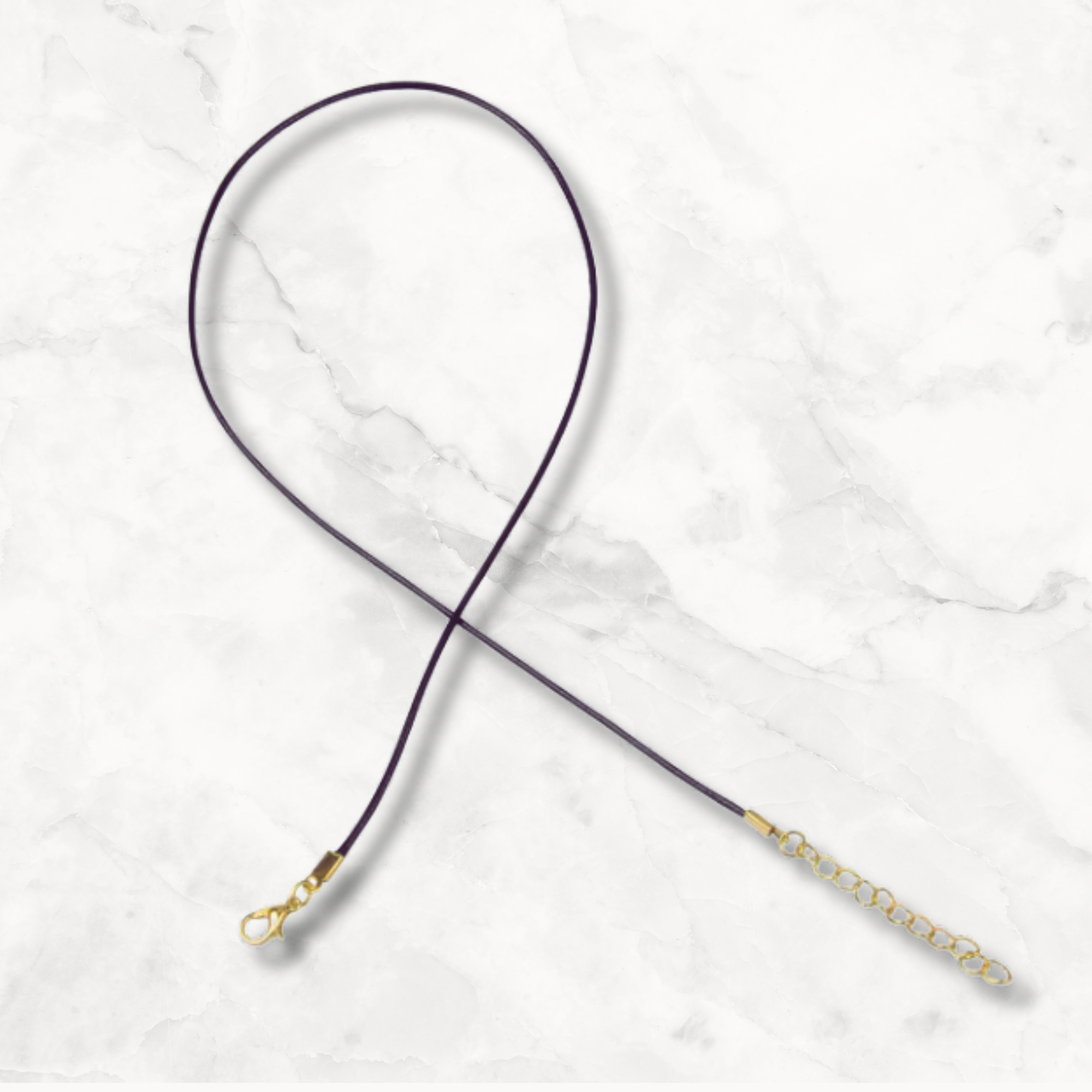 Cordon noir ciré 50 cm – Acier inoxydable – 1,5 mm - doré