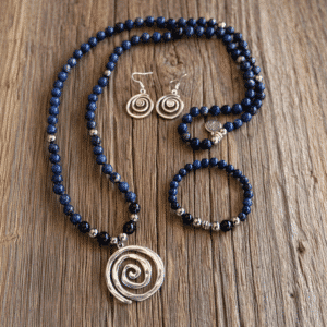 Mala & bracelet – Lapis lazuli, obsidienne & hématite