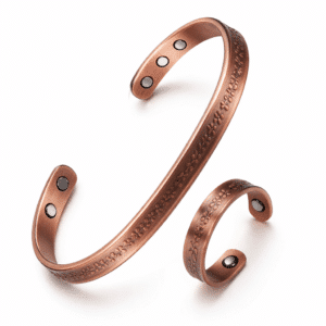 Bracelet & Bague en cuivre – Motif fleurs | 6 + 2 aimants