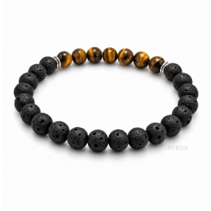 Bracelet Énergie – Pierre de lave & Œil de tigre - 8mm