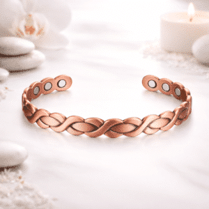 Bracelet en Cuivre Magnétique Tressé – 6 Aimants – Ajustable