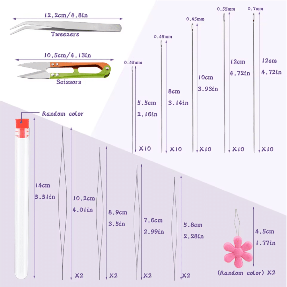 Kit professionnel d’aiguilles à perles – 58 pcs – Création bijoux – Image 2