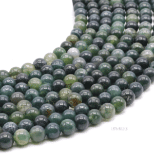Perles Agate Mousse 6 mm – Fil 40 cm