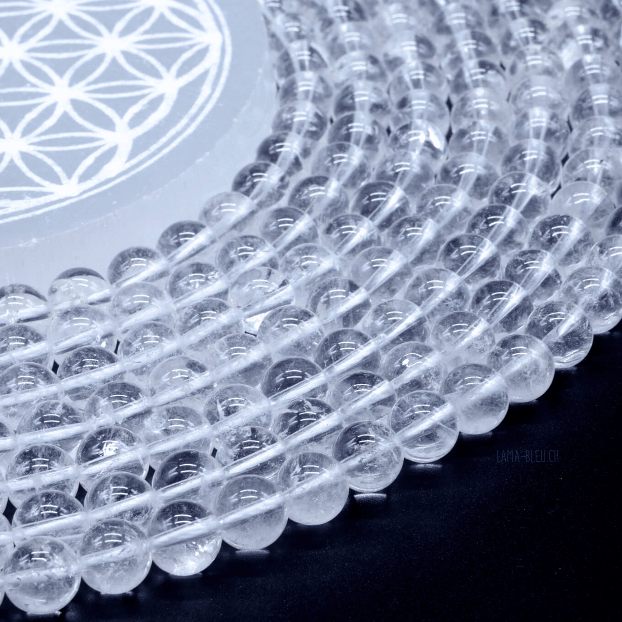 Perles Cristal de Roche 8mm sur fil 40cm