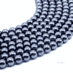 Perles Hématite 8 mm – Fil 40 cm