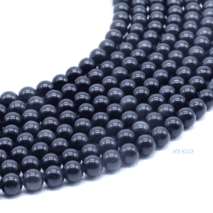 Perles Obsidienne Noire Dorée 6 mm – Fil 40 cm