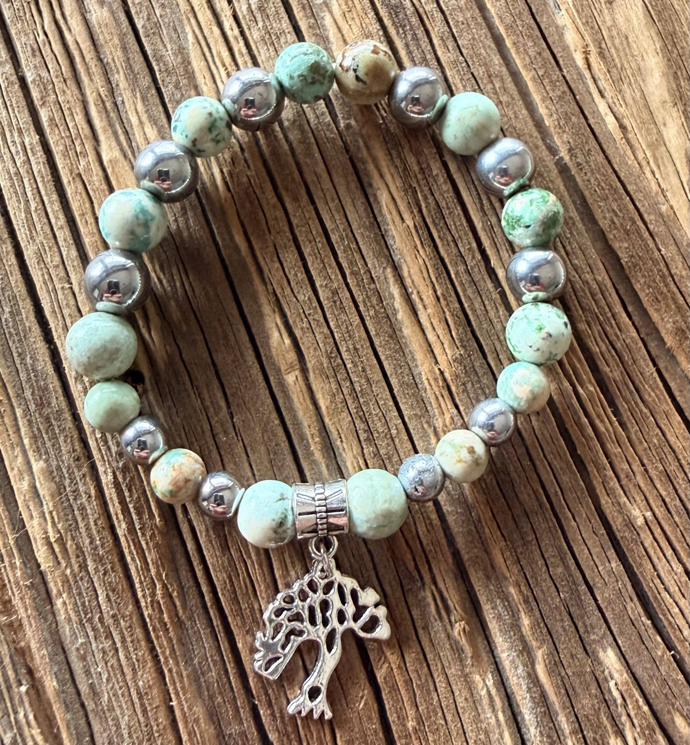 Bracelet Turquoise du Pérou & Hématite – Création unique