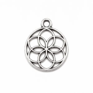 Breloque Fleur de Vie argentée – 15 mm