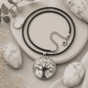 Pendentif Arbre de Vie en Howlite – Calme & Sérénité